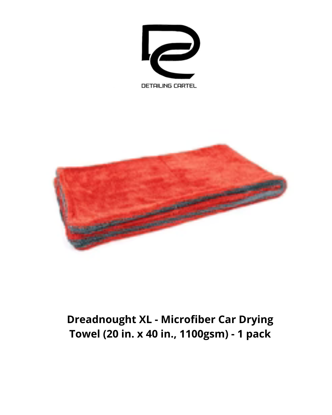 Dreadnought XL - Microfiber Car Drying Towel (20 in. x 40 in., 1100gsm) - 1 pack