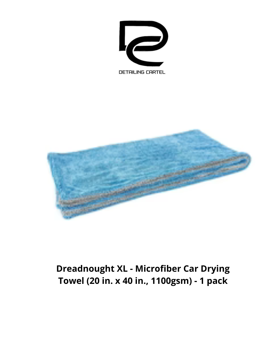 Dreadnought XL - Microfiber Car Drying Towel (20 in. x 40 in., 1100gsm) - 1 pack